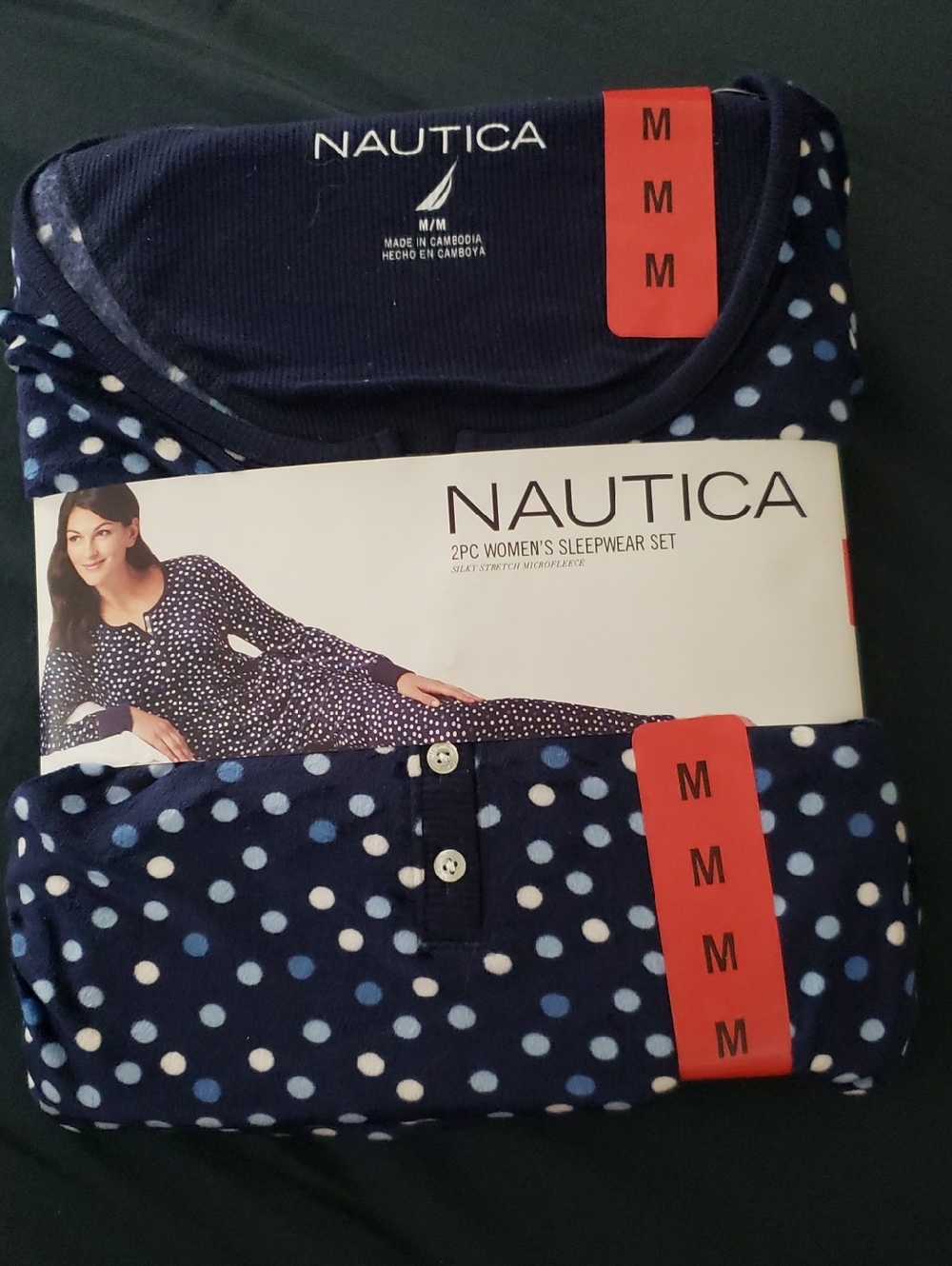 NWT-Nautica Navy Polka Dot Two-Piece Sleep Set Size Medium